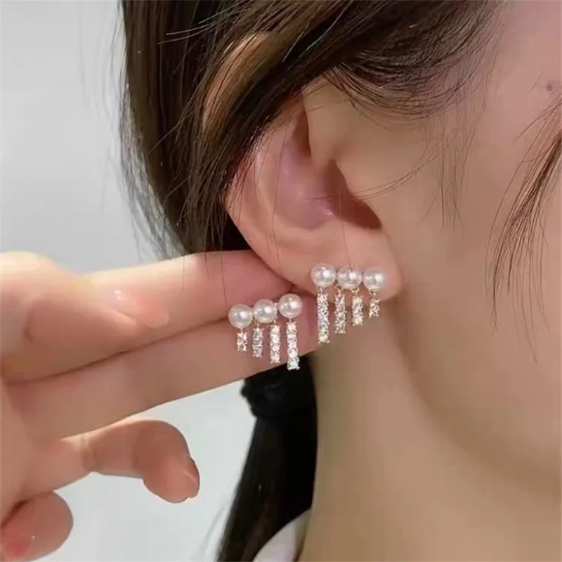 Elegant Romantic Unique Fireworks Pearl Stud Earrings For Woman Korean Fashion Jewelry Party Girl's Lady Temperament Accessories