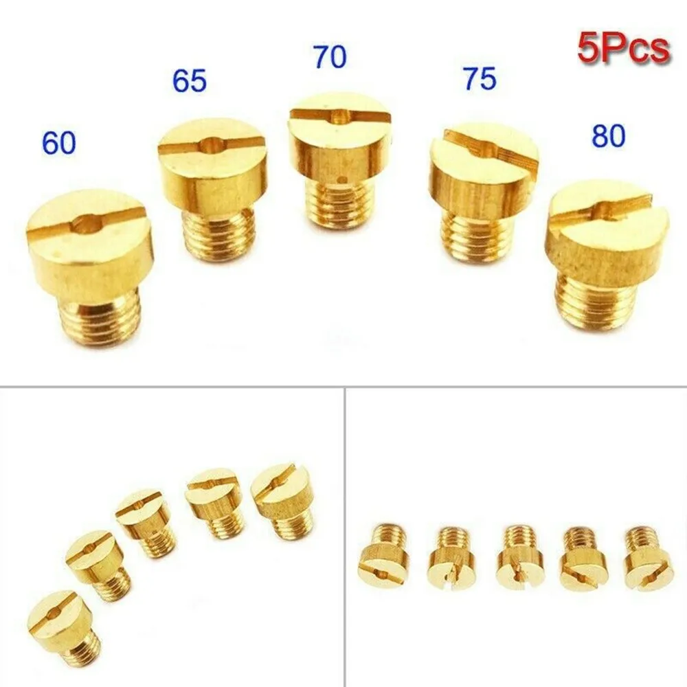 5Pcs 5mm Carburetor Jets #60 65 70 75 80 For Racing Carb 50 60 80cc Motorized Injector Nozzle Motorcycle Equipments & Parts