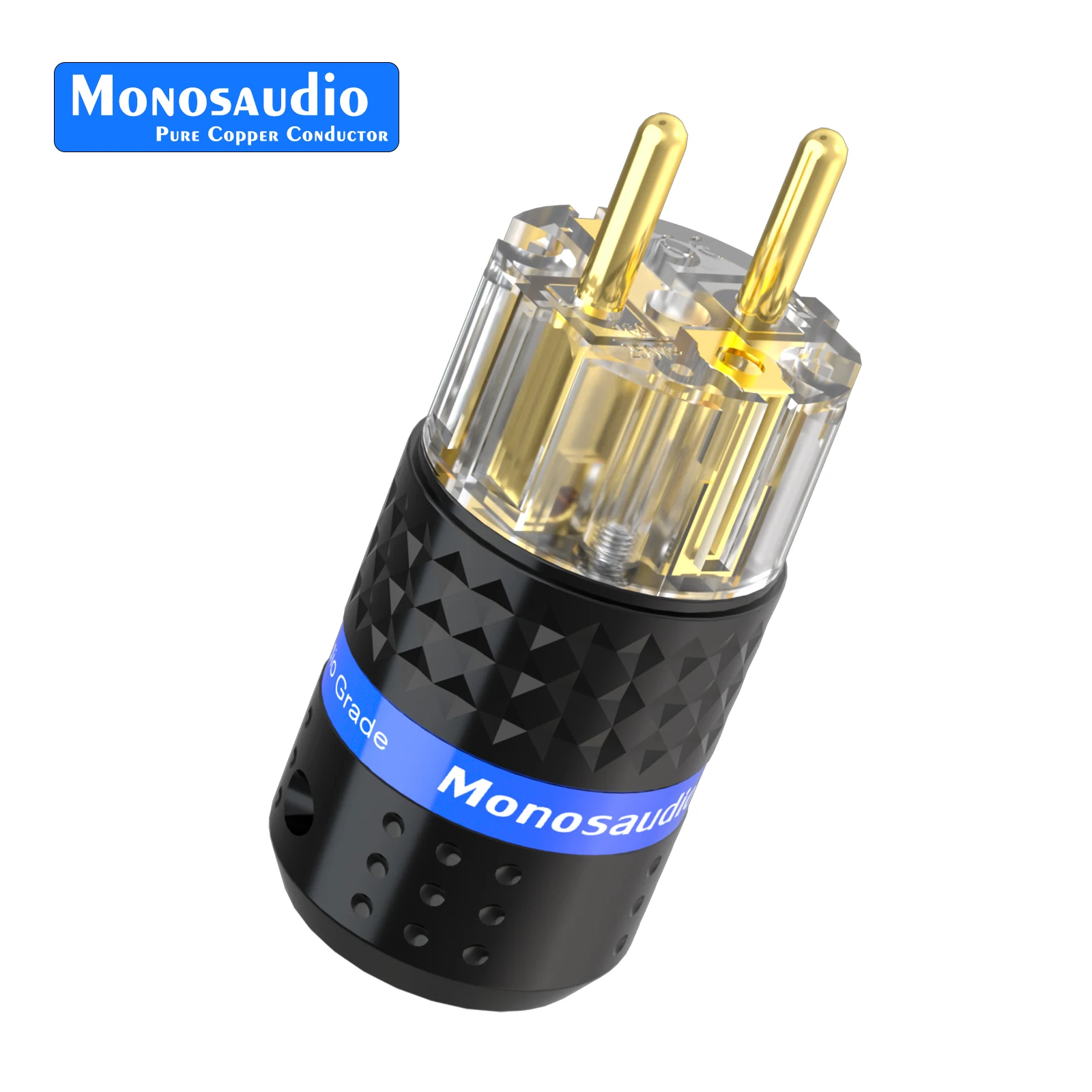 โมโนเสียดิโอ E103G/F103G ชูโก้ปลั๊กไฟขั้วต่อชุบทอง 99.998% ทองแดงบริสุทธิ์ IEC หญิงสายไฟ AC สายไฟ