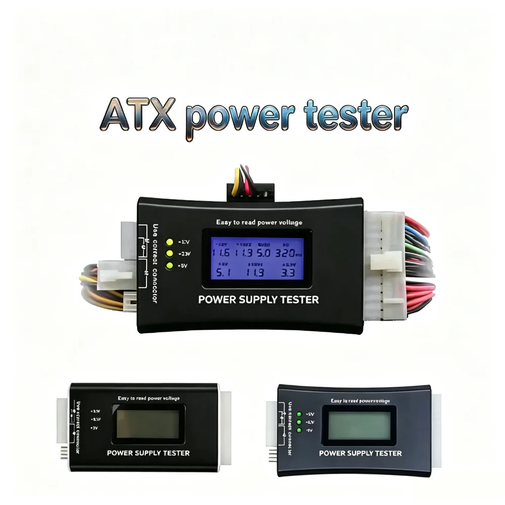 1Pc Digital LCD Display PC Computer 20/24 Pin Power Supply Tester Check Quick Bank Supply Power Measuring Diagnostic Tester Tool