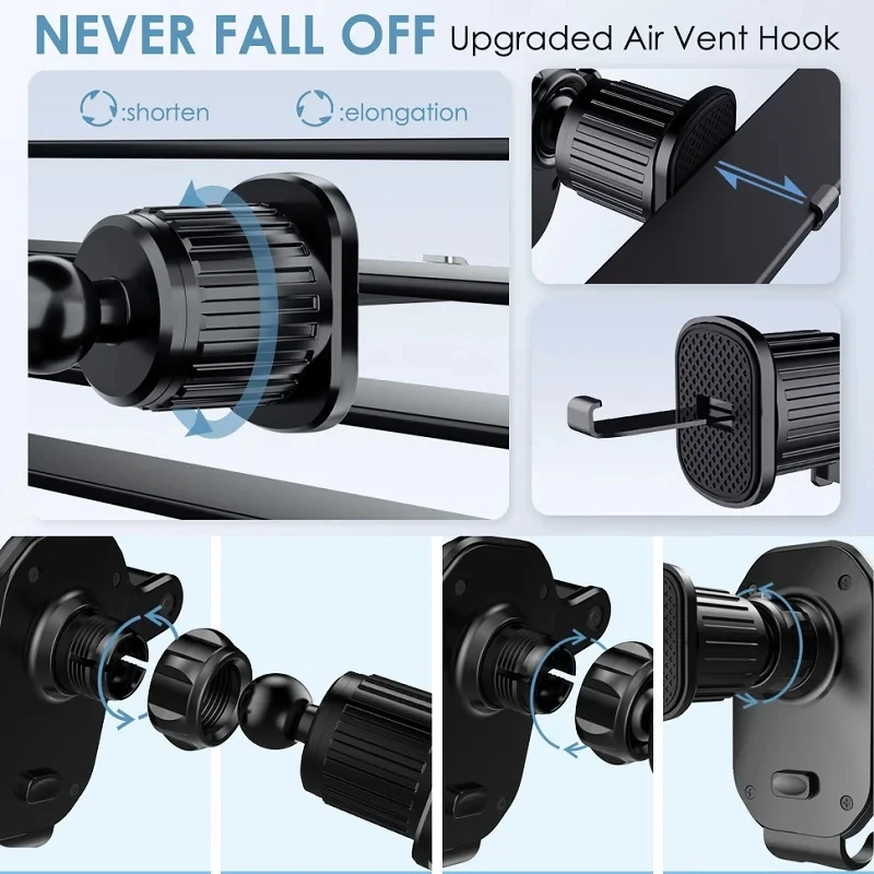 Auto Air Vent Clip Halterung 17mm Kugelkopf Basis für Auto Handy Halter Auto Air Outlet Haken für Handy GPS Halterung 1PC – Detail 2