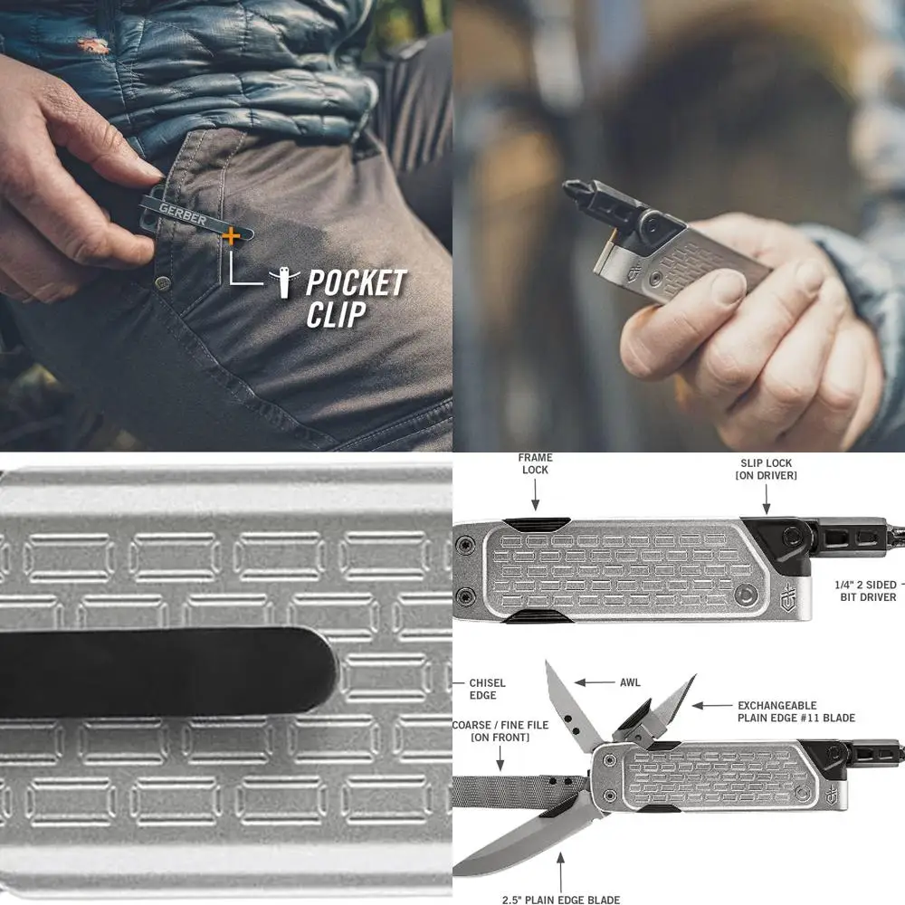 

Gear Lockdown Driver 7-in-1 EDC Multitool - 2.5" Plain Edge Blade, Scissors, Bit Driver - Gifts for Men, Everyday Carry Gear and