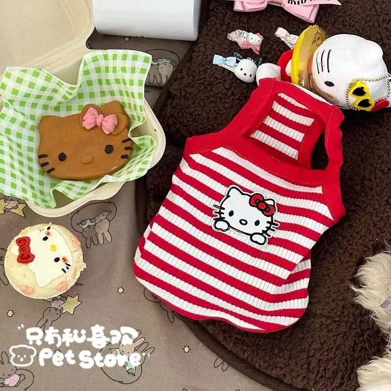 

Sweet Hello Kitty Anime Kawaii MINISO Ins Shirt Clothes Cute Cartoon Dog Cat Pet Vest Cat Clothing Lovely Ins Doll Gifts Toys