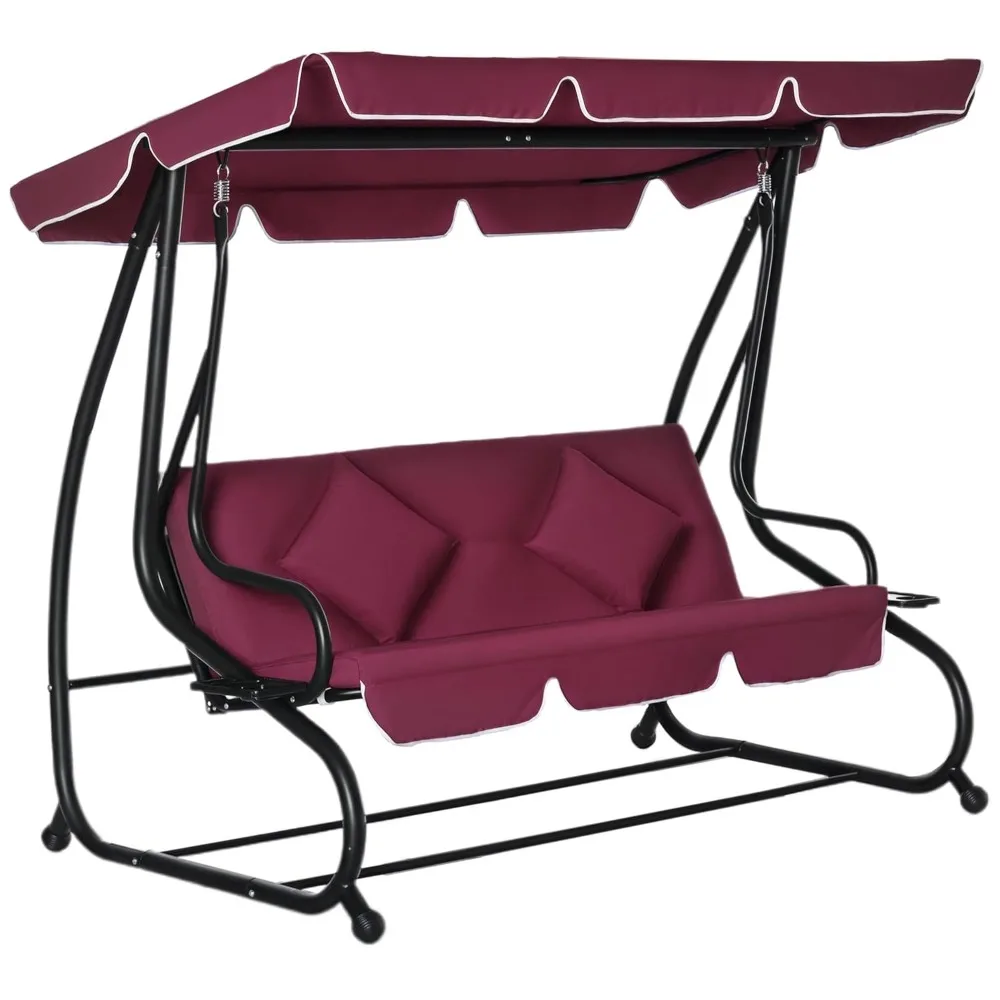 

3-Seat Outdoor Patio Swing Chair, Converting Flatbed, Outdoor Swing Glider with Adjustable Canopy, Removable, Customized