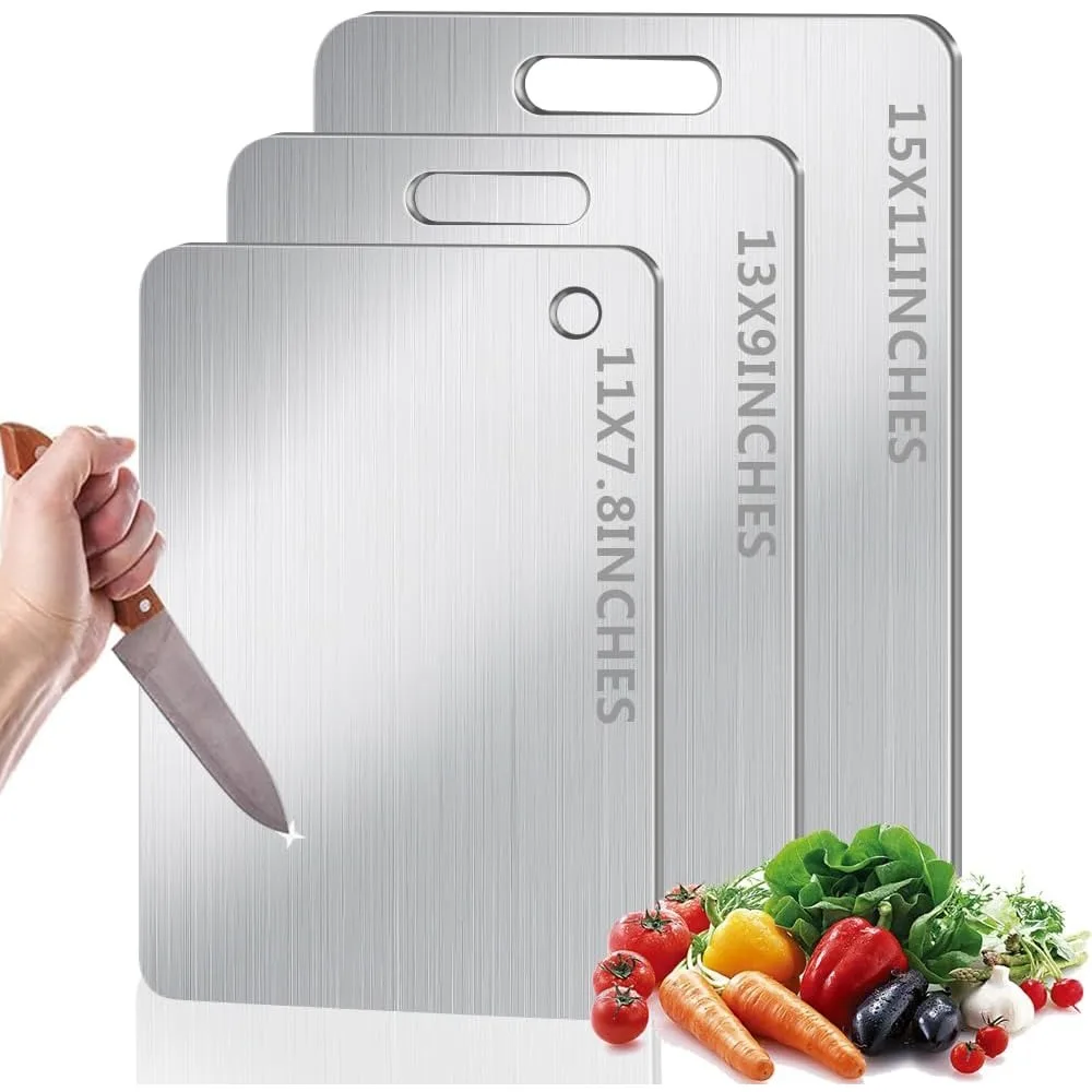 

Набор из 3 титановых разделочных досок, разделочные доски из 100% чистого титана для кухни, модернизированная двухсторонняя разделочная доска пищевого качества