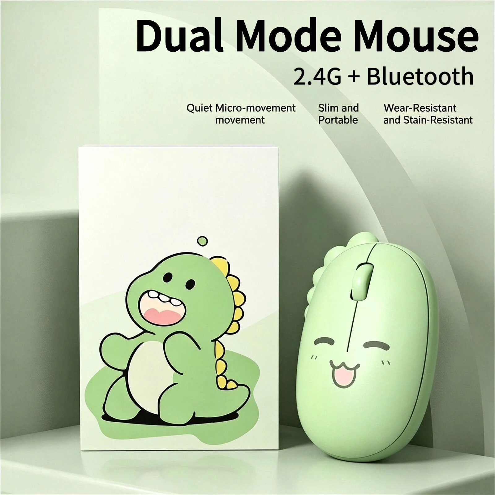 Dual Mode Ergonomic Rechargeable Wireless Bluetooth Silent Optical Mouse DPI 1600-2400 For Office Long Battery Life Lightweight