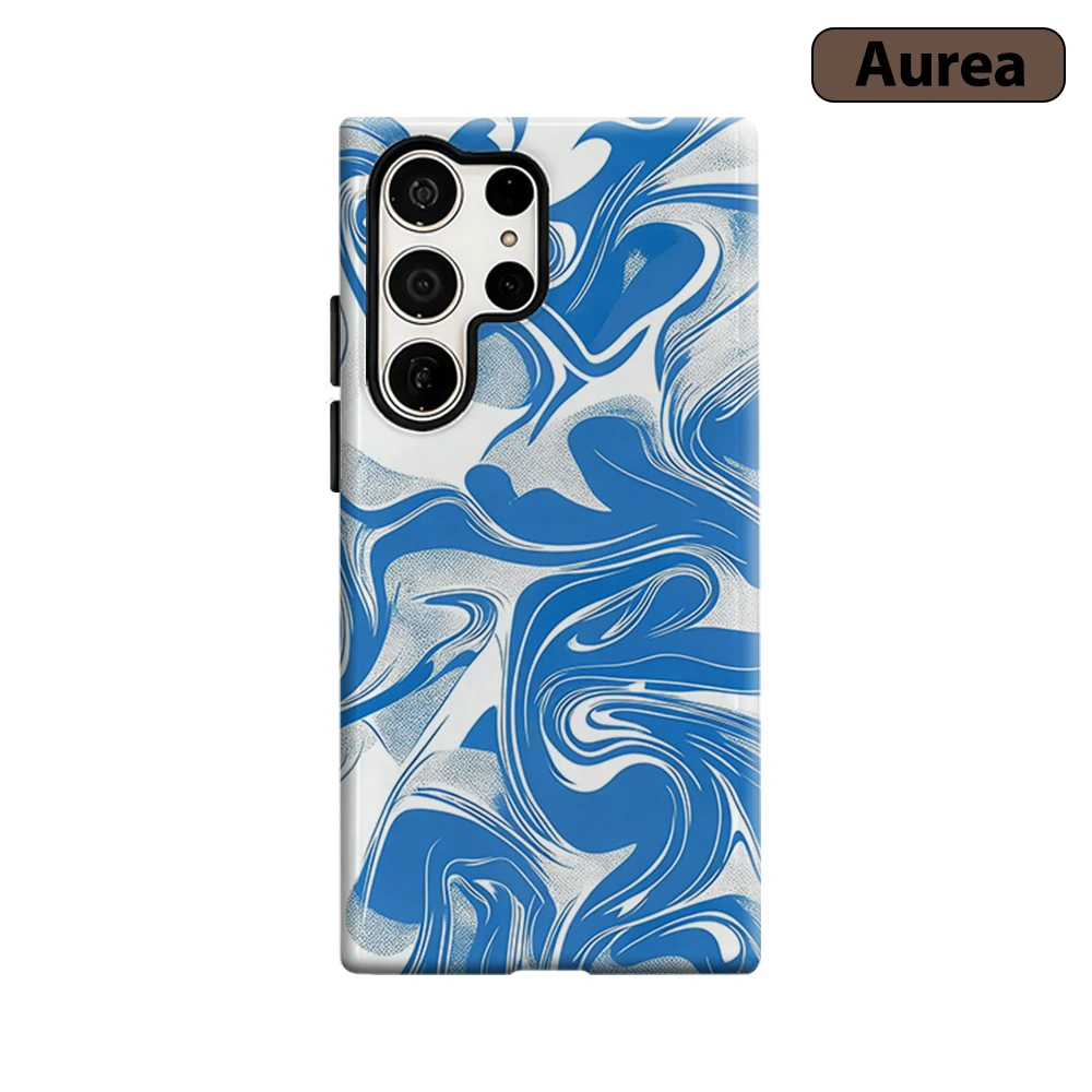Blue Fluid Swirl Phone Case for Samsung Galaxy S26 S25 Ultra S24 S23 Ultra Plus Shockproof Double layer tough Back Cover