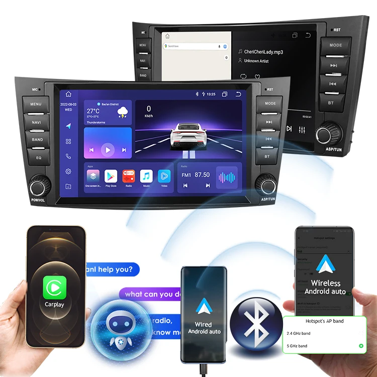 Gerllish 8 ''Touch Screen Lettore Mp3 per Auto Android Auto Navigazione Gps Benz W219 4 + 64g 4g Wifi Car Stereo Car Audio multimediale