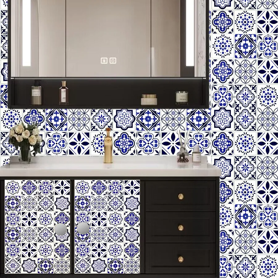 DIY Self-adhesive Wallpaper Wall Stickers for Bathroom Stove Kitchen Renovation with Small Tile Patterns and Patterns
