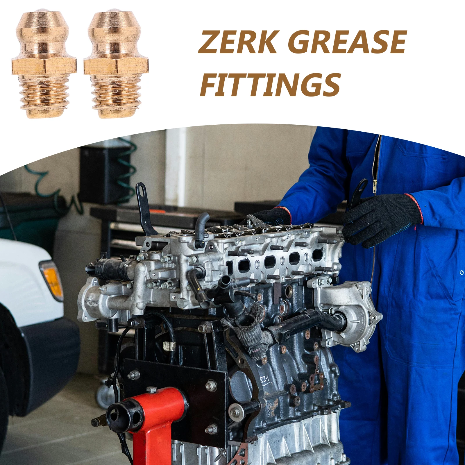 

25Pcs Grease Fitting Assortment Brass Durable Zerk Fittings Kit for Excavator Accessories Mechanical Equipment Lubrication