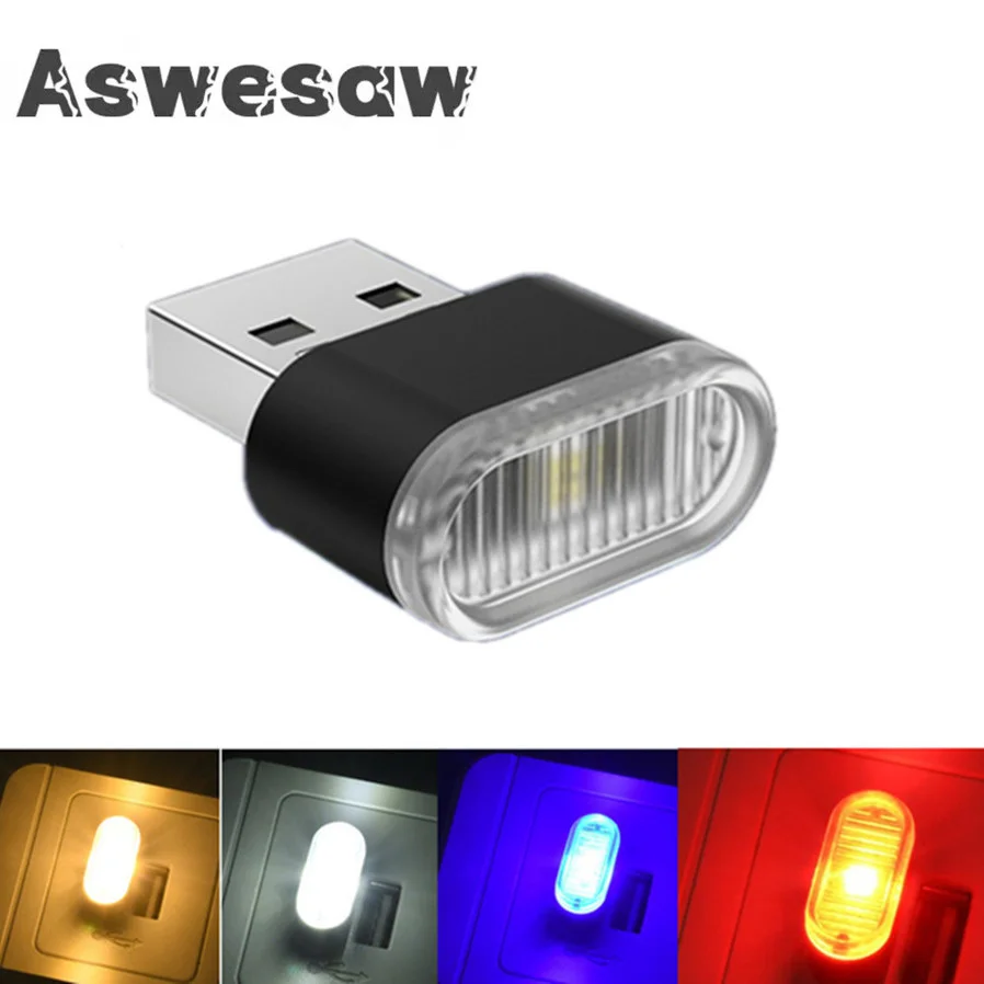 Aswesaw USB Light LED USB Night Light Modelowanie oświetlenia otoczenia samochodu Neonowe oświetlenie wnętrza Biżuteria samochodowa (5 rodzajów