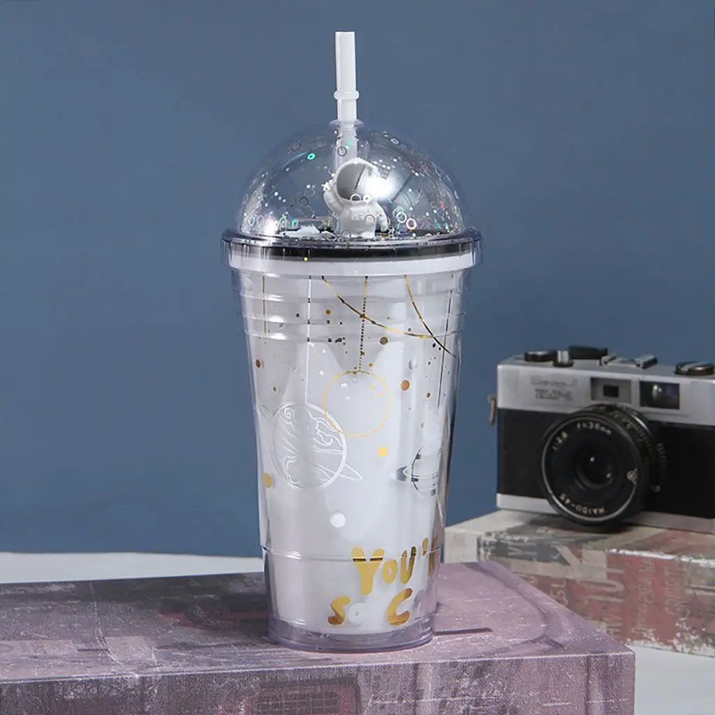 Easy Cleaning Beverage Bottles Double Layer Household Astronaut Theme BPA Free Straw Cup Bottle Gifts Drinkware Water Bottle