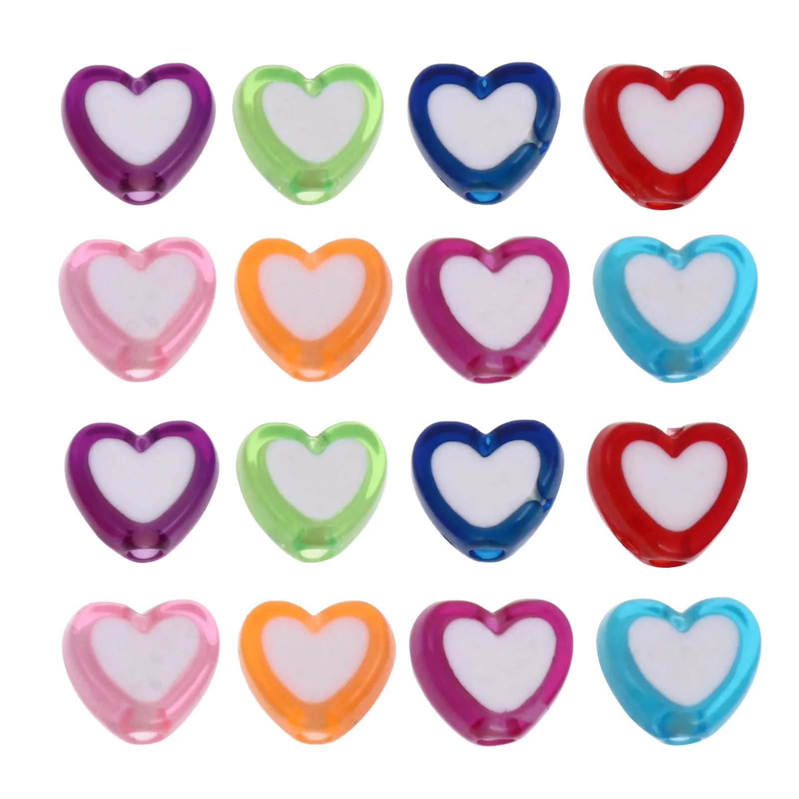 400개 하트 모양 비즈 컬러풀 DIY 보석 만들기 비즈 어린이 팔찌 목걸이 공예 선물 수제 액세서리