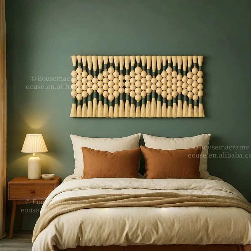 Tapeçaria de parede macrame estilo marrocos artesanal boho arte de parede com borlas para quarto sala de estar itens de casa