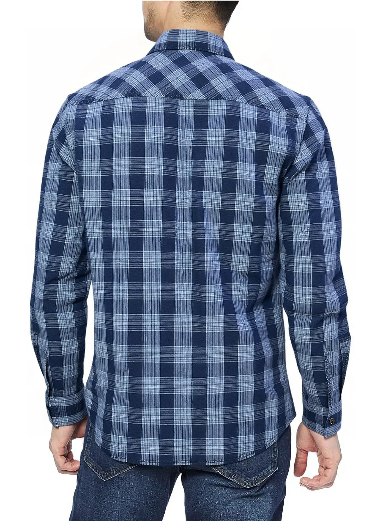 Men's Spring/Autumn Denim Shirt Handmade Distressed Retro Shirt Jacket Long Sleeve Top with Faux Fur Collar Stylish Denim Lapel Classic Versatile Outerwear Men's Checkered Denim Shirt Hand Washable Outerwear/Layering Top