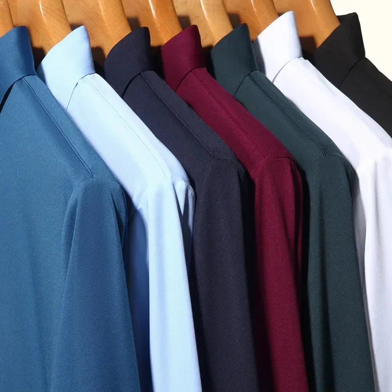 Premium Men's Ultra-Stretch Slim-fit Shirt - High-Quality Silky Business Formal Long-Sleeve Shirt for Social and Casual Wear