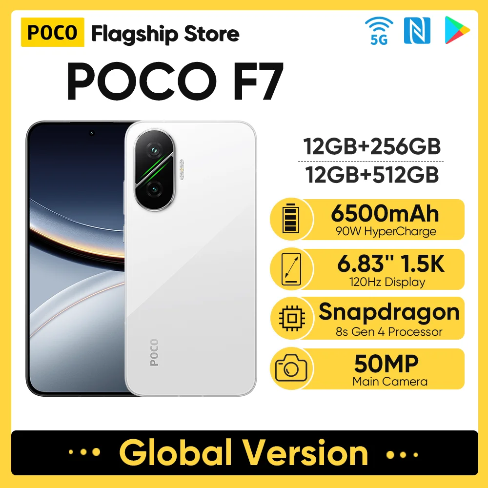 New POCO F7 Global Version 5G Smartphone Snapdragon 8s Gen 4 6.83