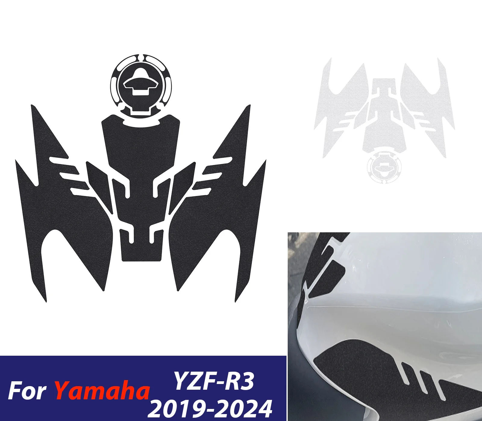 

For Yamaha YZF-R3 YZF R3 2019-2024 2022 YZFR3 Side Tank Pad Oil Gas Fuel Protector Cover Sticker Decal Motorcycle Accessories