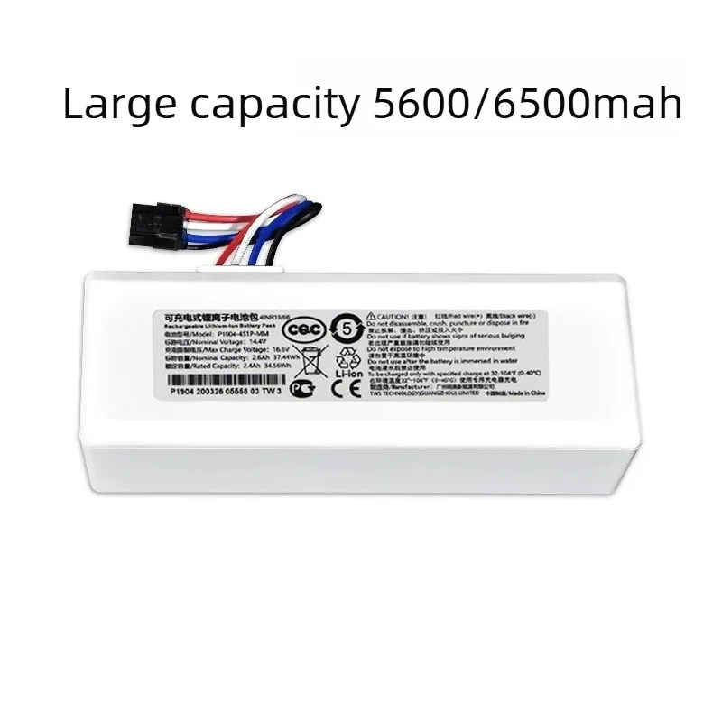 14.4V 2600-6500mAh Rechargeable Li-ion Batteries for Xiaomi Mijia 1C STYTJ01ZHM Robot Vacuum Cleaner Battery Pack 18650 Battery