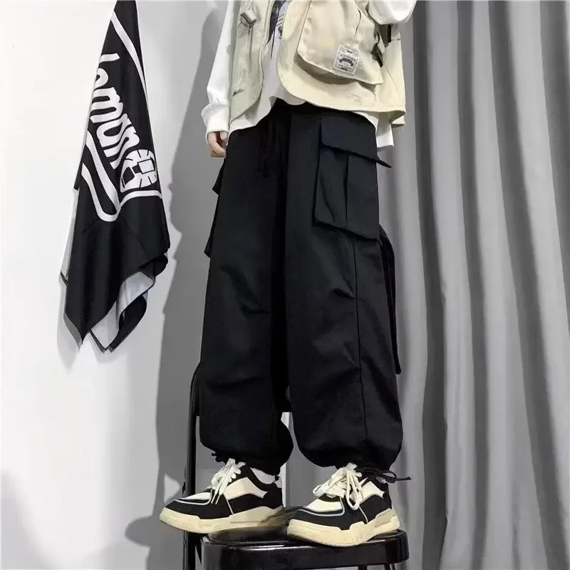 Korean Harajuku Cargo Pants For Men Oversize Cargo Trousers Male Baggy Casual Japanese Streetwear Hip Hop Pants Y2k Men Clothing