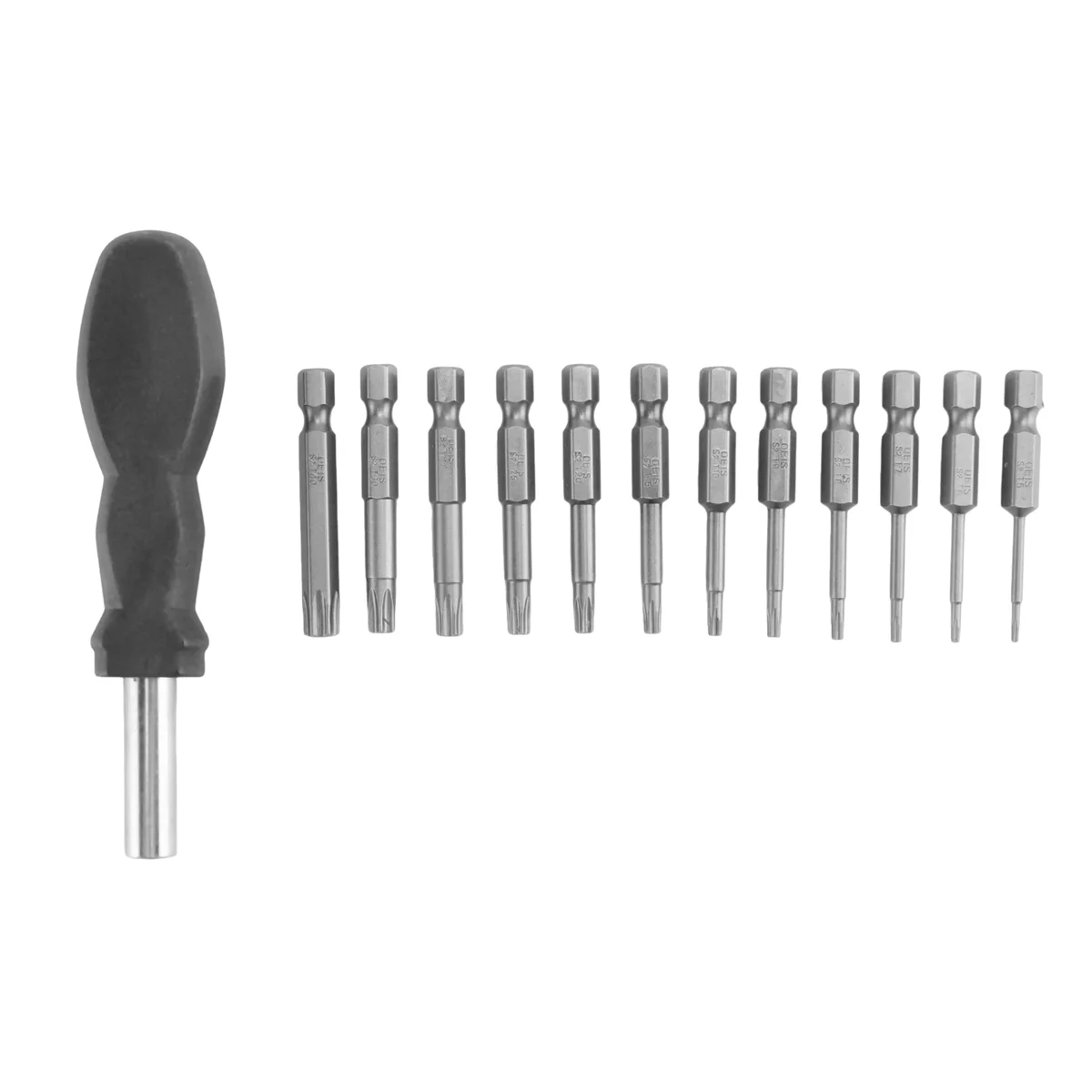 Set di punte per cacciavite a testa Torx da 12 pezzi Kit di attrezzi per cacciavite a stella T5-T40 con gambo esagonale da 1/4 pollici con manico da 1 confezione