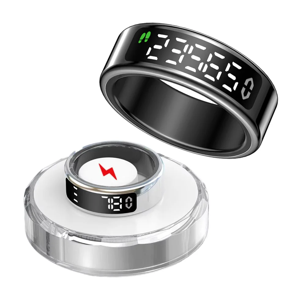 

Умное кольцо с экраном дисплея и сенсорным экраном, беспроводная зарядка, монитор здоровья, отеление жестов, водонепроницаемость 5 АТМ для мужчин и женщин