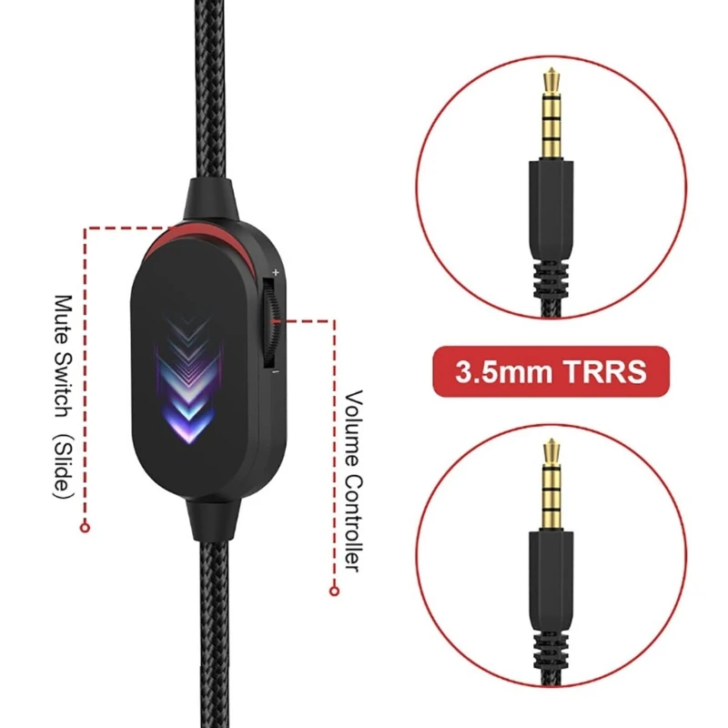 3.5mm 게임 헤드셋 케이블 오디오 코드 교체 음소거 볼륨 조절 기능이있는 AW720H AW310H 용 나일론 땋은 와이어