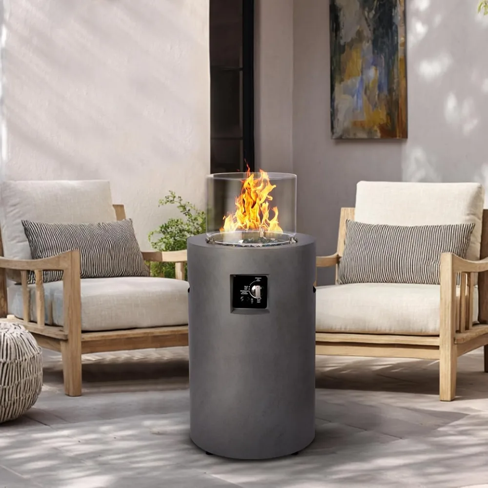 17 Inch Small Propane Fire Pit 50000 BTU Outside Gas Fire Column