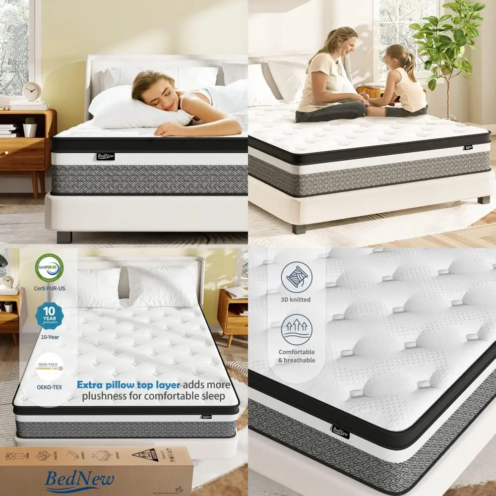 Hybrid Twin Mattress for Kids: 10 Inch Gel Memory Foam with Pocket Springs Bed Mattress