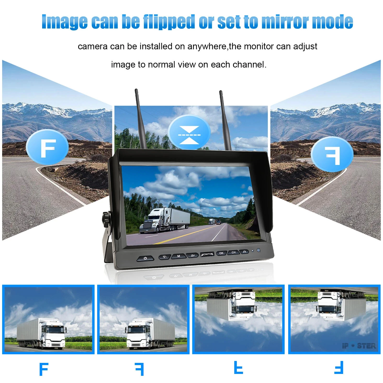 iPoster Crane Wireless 10.1 Inch Quad Monitor DVR  Tower Crane Monitoring Camera 30X Zoom Foot Control 15000mAh Battery Kit