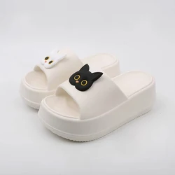 Pantofole da donna estive zoccoli con plateau per gatti carini scarpe da giardino comodi sandali da spiaggia pantofole grosse decorazione diapositive femminili