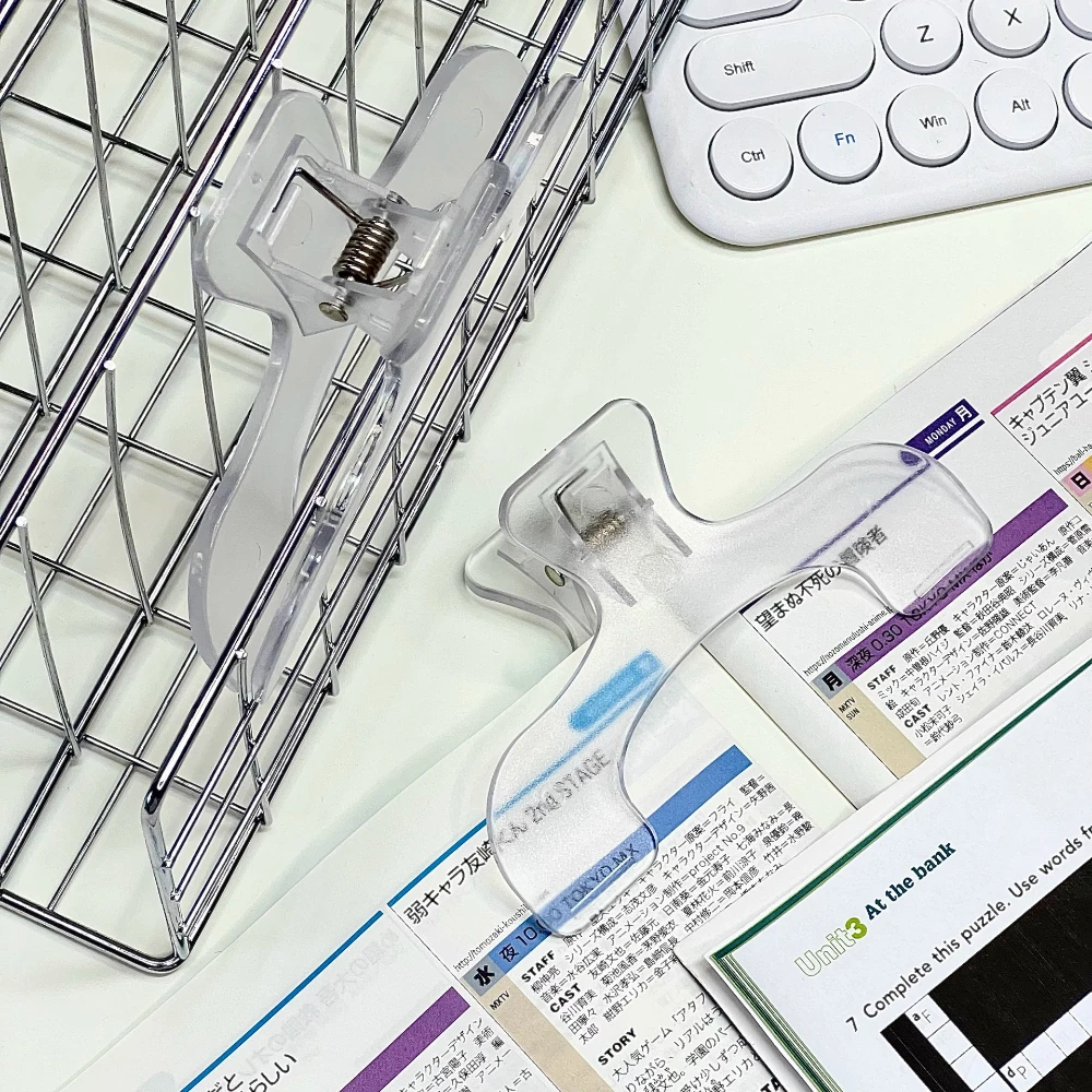 مشبك كتب، مشبك قراءة، ملحقات مكتب Kawaii ثابتة لمنع تحول الصفحة، مشابك مجلد شفافة بلوري #5