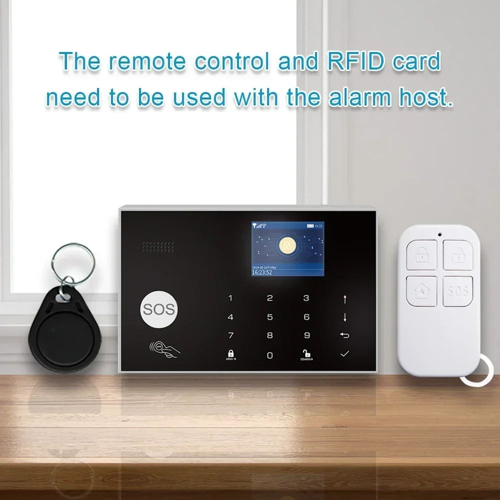 Detektor Remote Control nirkabel 433MHz, 4 kunci kode batang untuk sistem Alarm keamanan rumah lengan jarak jauh + Tag RFID nirkabel