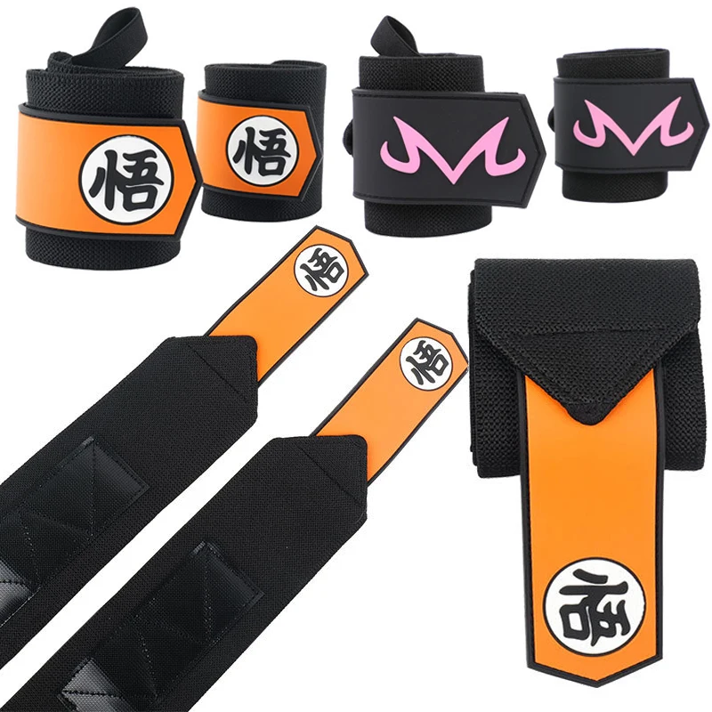 1 Pair Dragon Ball Son Goku Fitness Wrist Guard Fitness Gym Training Wrap-around Bandage Wristband for Weightlifting Bench Press