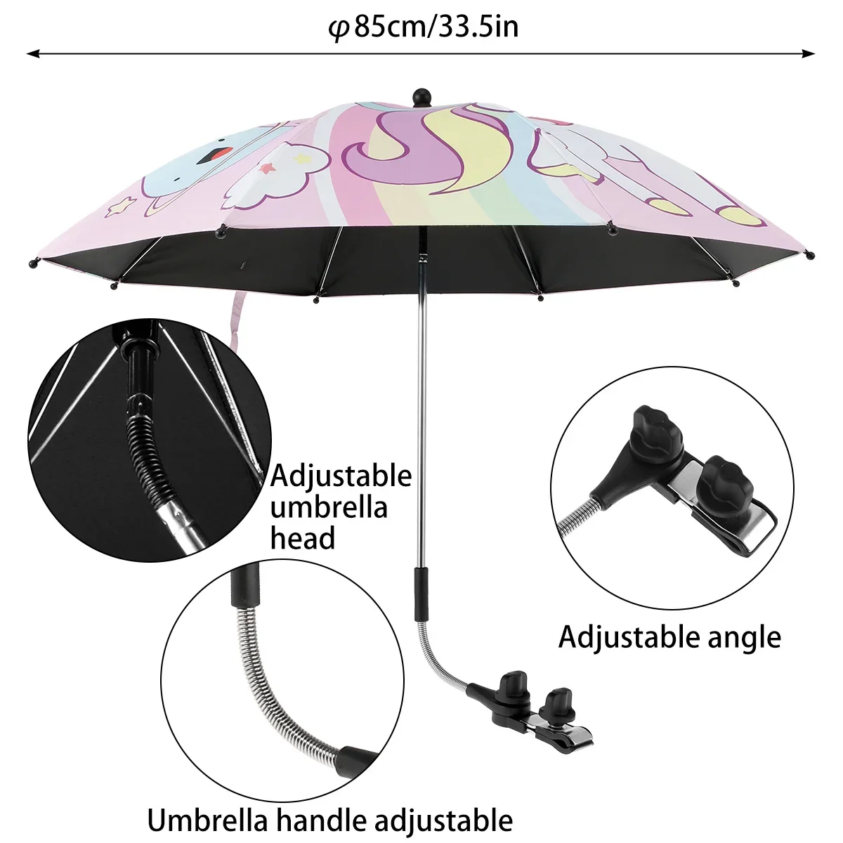 Baby Stroller Parasol Adjustable UV Protection Universal Cartoons Pram Shade Umbrella with Clamp For Stroller Accessories New image 3