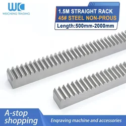 1PC 1.5Mod 1.5 Modulus High Precision Spur Gear Rack Steel 15*15 Length 500/1000/1500/2000mm Pinion Cnc Straight Rack
