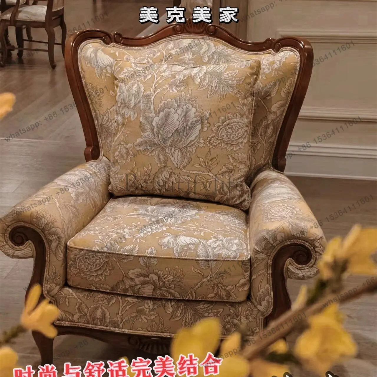 American new Victoria sofa Meijia fabric single sofa European imported fabric