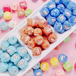 5pcs/lot Cute Cartoon Grain Single Sided Straight Hole Beaded Diy Phone Chain Keychain Material Jewelry Accessories