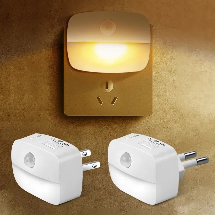 LED Night Light พร้อม Motion Sensor Light EU US ปลั๊กซ็อกเก็ตโคมไฟเด็กไฟกลางคืนไร้สายข้างเตียงห้องนอนโคมไฟกลางคืน