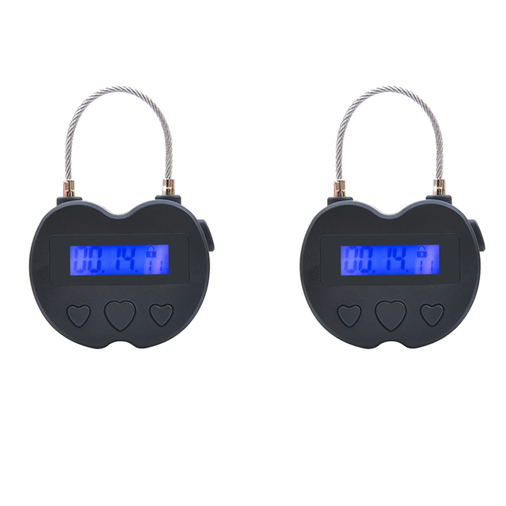 B68C 2X Smart Time Lock LCD Display Time Lock USB Rechargeable Temporary Timer Padlock Travel Electronic Timer Black