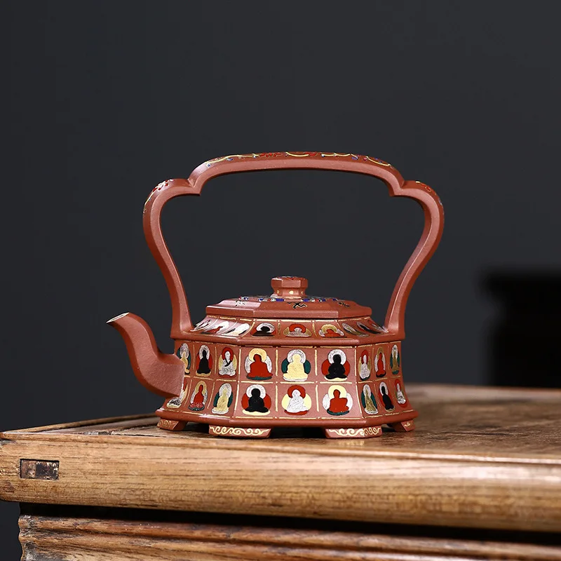 Handmade Sanskrit-Style Teapot With Handle Zen Spirit Of Ten Thousand Buddhas Crafted By High-Skilled Artisans Made From Trad