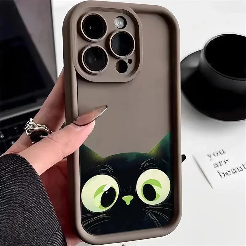 Redmi Note 13 11 12 Pro Plus 5G Cute Cartoon Black Cat Phone Case For Xiaomi Redmi Note 11S 12S 10 S 12C 13C 14C 4G Cover