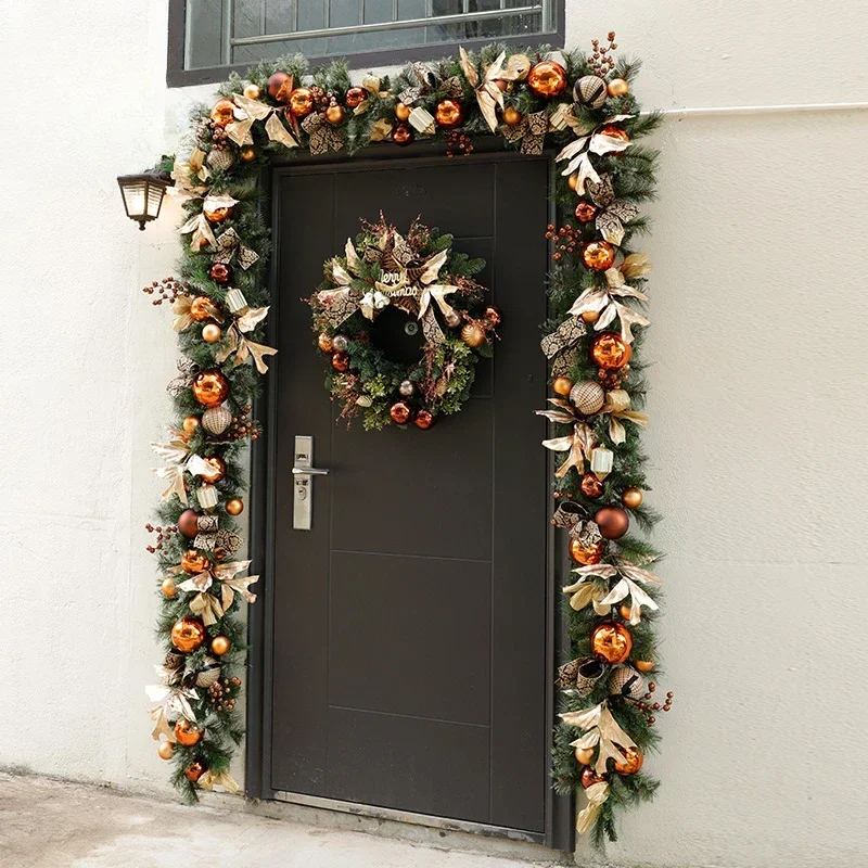 

2.7M Christmas Rattan Encryption Pine Needle Doorbrow Arch Hotel Shopping Mall Rattan Christmas Balustrade Ornament