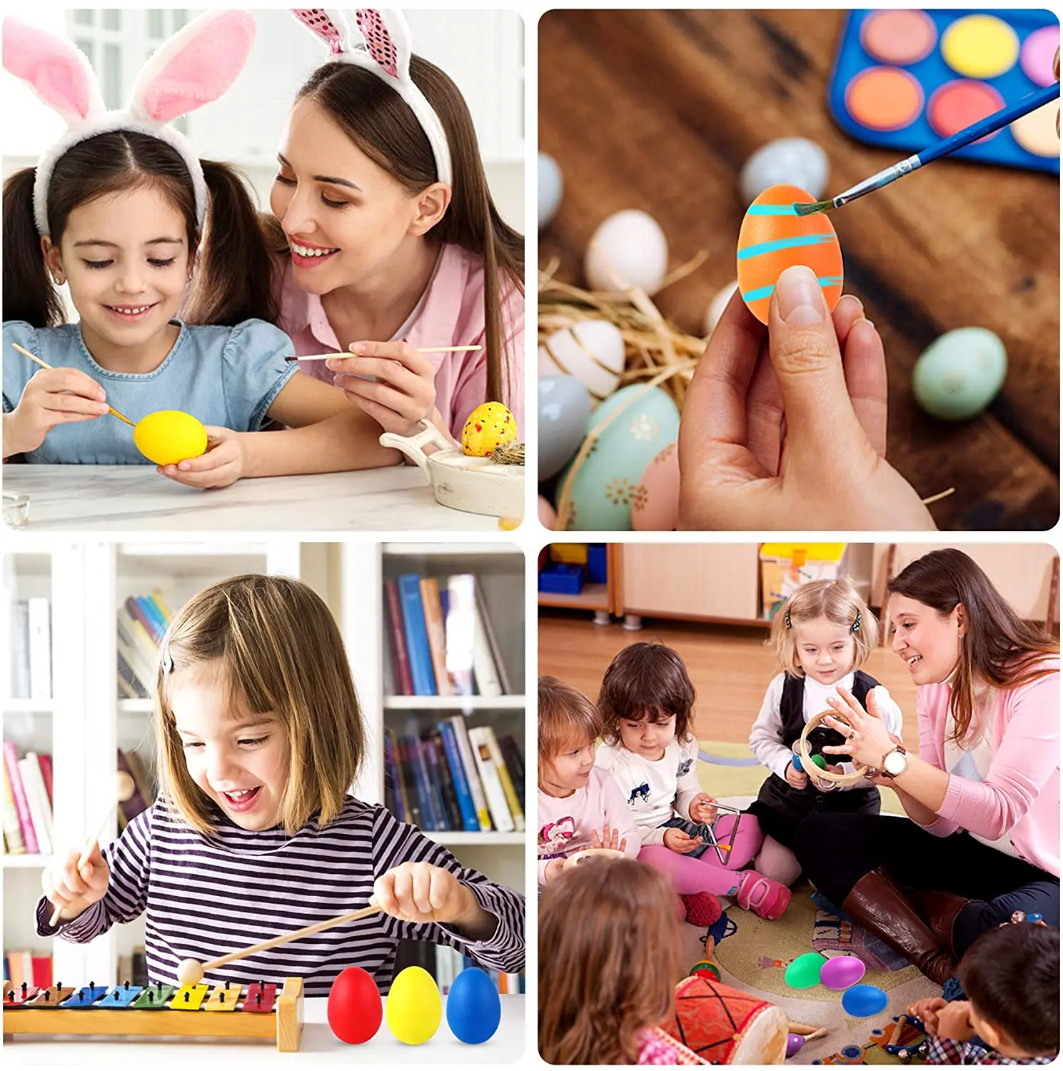 Agitadores de huevos de plástico para niños, juguetes musicales de percusión, Maracas de huevo de Pascua