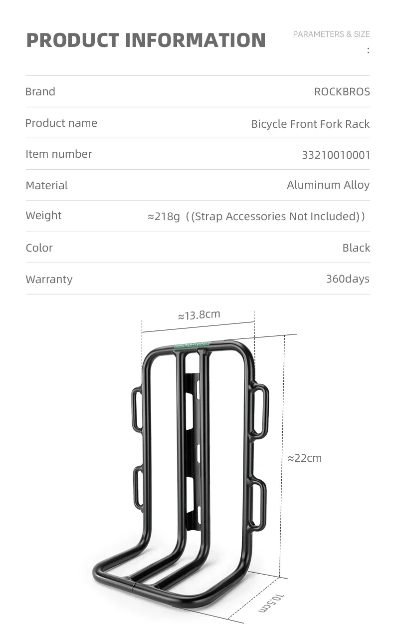 ROCKBROS-portaequipajes delantero de aleación de aluminio para bicicleta, alforja para ciclismo de montaña y carretera, soporte de carga, estante para equipaje, accesorio