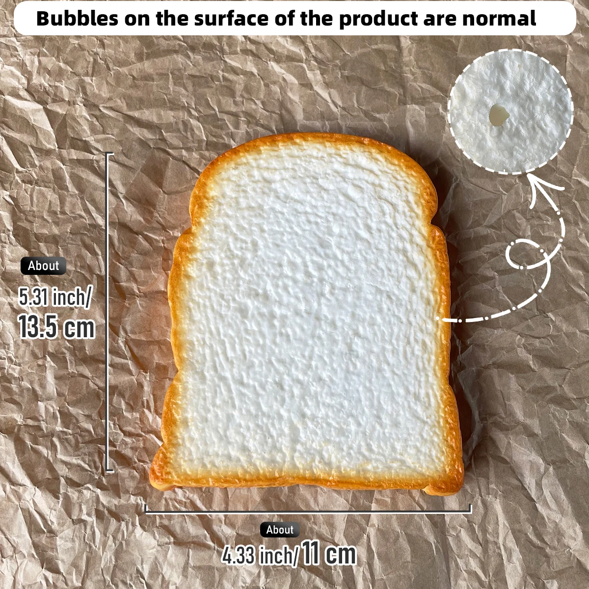 Realistische PU-Toastscheibe, gefälschtes Brotmodell für die Fotografie, Lebensmitteldisplay, Miniatur-Requisite, Party-Dekoration, Puppenhaus-Zubehör – Detail 8