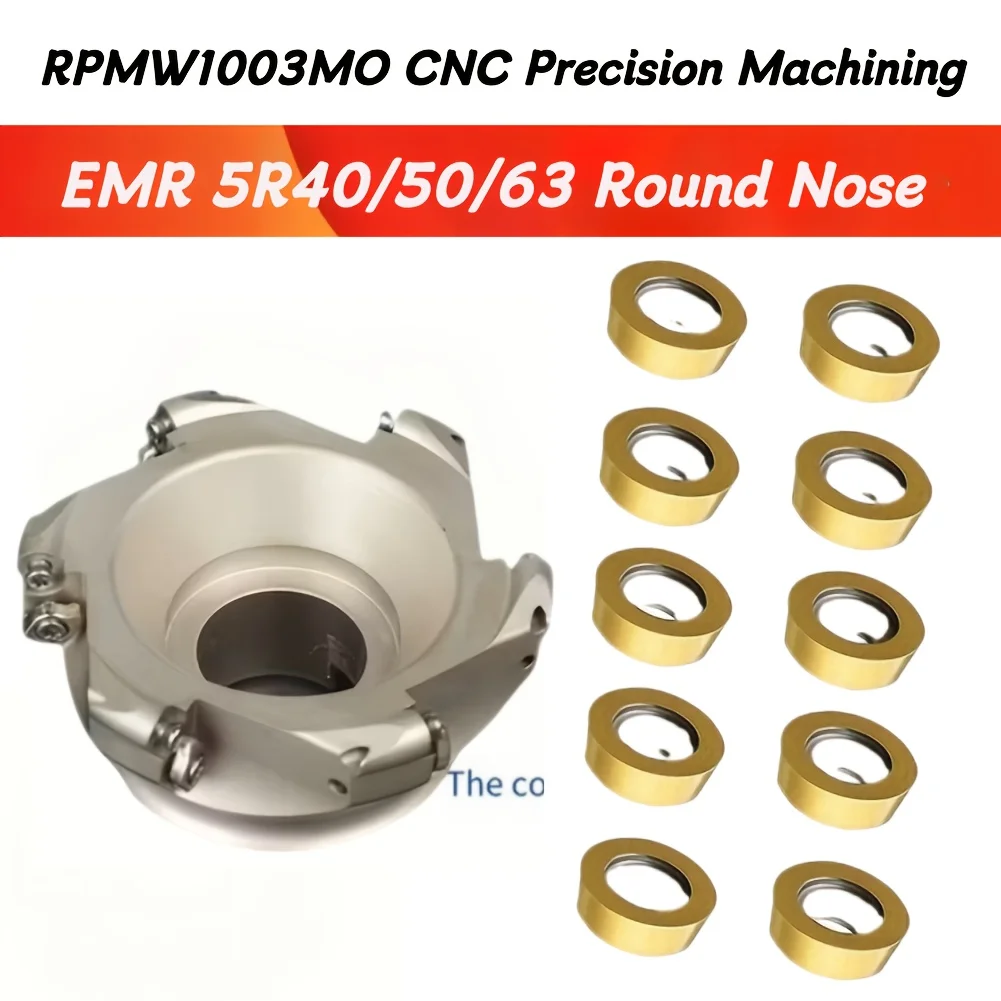 Adjustable Milling Frame Combination EMR 5R40/50/63 Round Nose Milling Cutter Disc with 10pcs RPMW1003MO R5 Hard Alloy Inserts