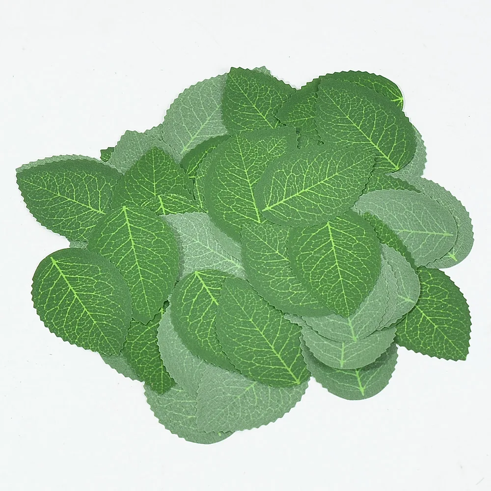 100 pieces/lot Cheap High Quality Green Artificial Plastic Silk Leaf flowers Fake Leaves For Bouquet Garland Wedding decoration