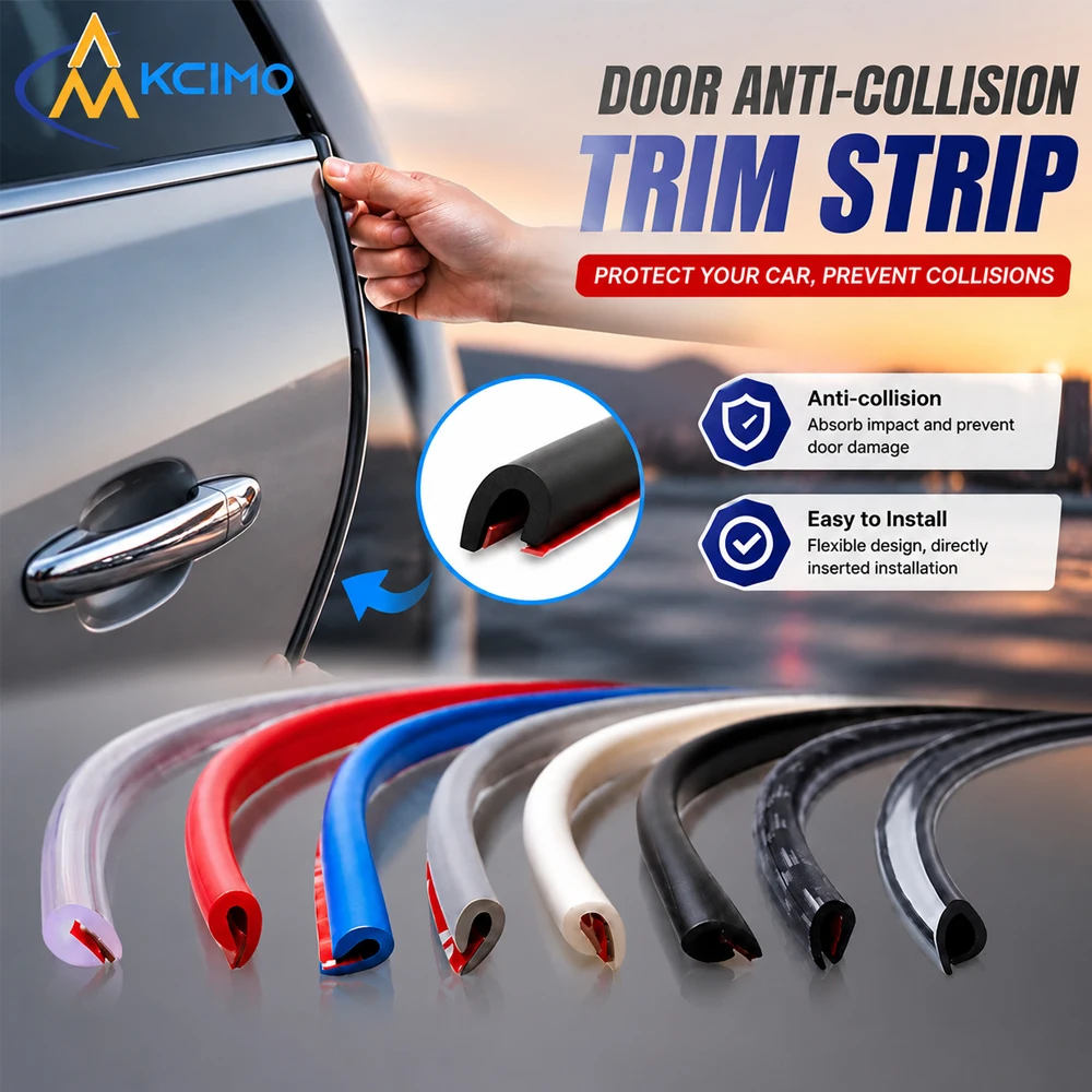 5M U-Shaped Rubber Car Door Edge Anti-Collision Strip, Universal Weatherstrip, Auto Exterior Protector Available in 5 Colors