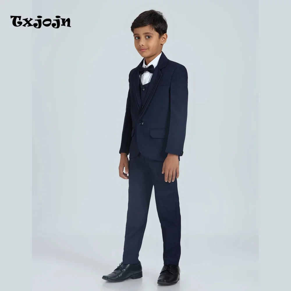 Formal Boys Suit 3-piece Set Wedding Tuxedos Pointed Collar Jacket Classic 2-16 Year Tailored Blazer Pants Vest for Party